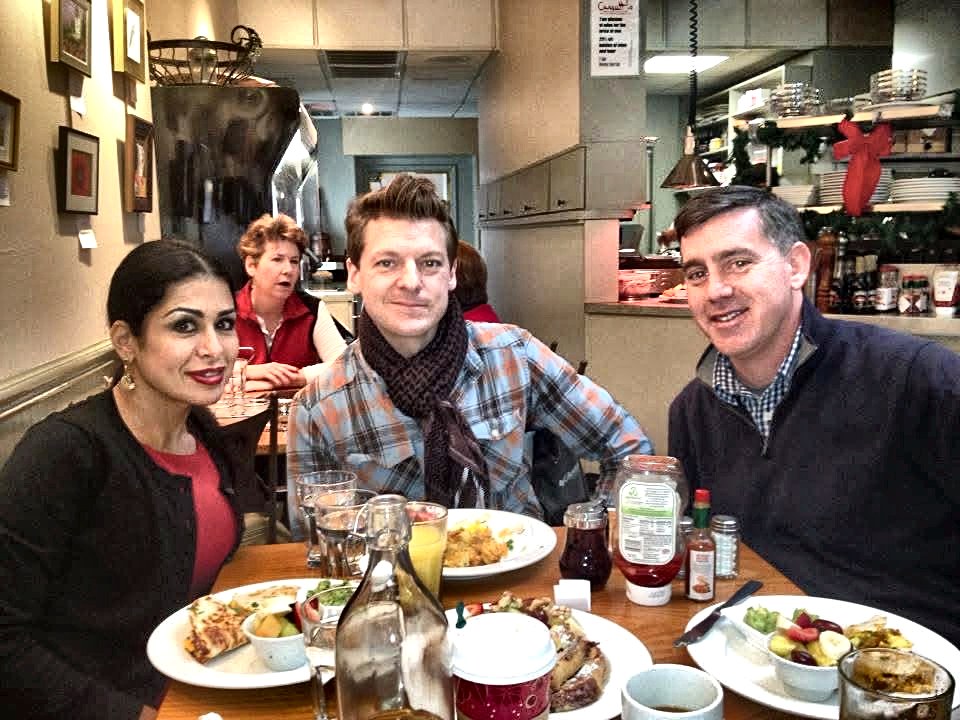 Raquel with students at lunch